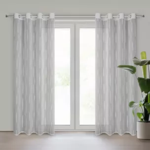 Firana srebrna zdobiona aplikacją 140x250 cm przelotka ALENI Eurofirany