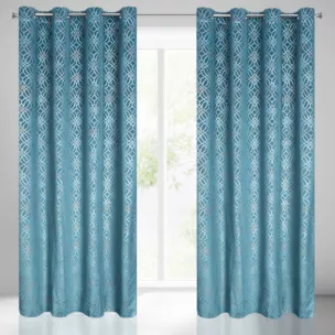 Zasłona niebieska z wytłaczanym wzorem, welwetowa 140x250 cm przelotka ARETA Eurofirany