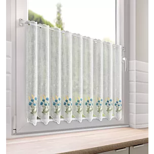 Tkanina firanowa zazdrostka zdobiona haftem bukietu polnych kwiatów Eurofirany