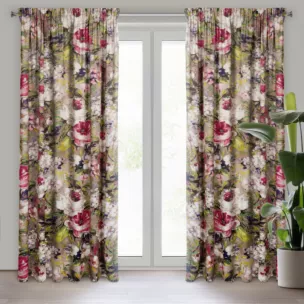 Amelie zasłona z welwetu w kwiaty 140x270 cm na taśmie Eurofirany