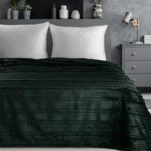 Koc 200x220 cm ciemnozielony, typu flano z wzorem 3D NINA Eurofirany