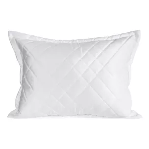 Poszewka na poduszkę 50x70 cm welwetowa zdobiona geometrycznymi przeszyciami biała RIA 6 EUROFIRANY PREMIUM