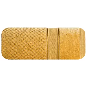 Ręcznik kąpielowy 90x150 cm bawełniany kolor musztardowy z welwetową bordiurą 500 g/m2 JESSI Eurofirany