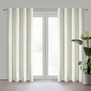 Zasłona kremowo, złota z welwetu zdobiona nakrapianym nadrukiem 135x250 cm przelotki - BETHY Eurofirany