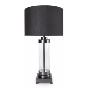 Lampa stołowa do pokoju czarna CLARA o prostej szklanej podstawie Eurofirany