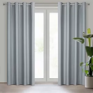 Zasłona szara przeplatana błyszczącą nicią zaciemniająca 140x270 przelotka SELINA Eurofirany