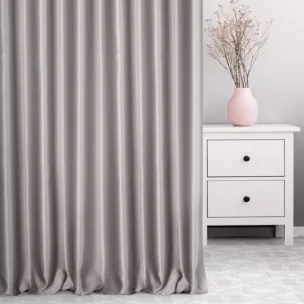 Zasłona szyta na taśmie fala srebrna z jednokolorowej gładkiej tkaniny