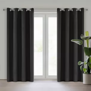 Zasłona czarna z tkaniny typu dimout 140x250 cm przelotka NERISA Eurofirany