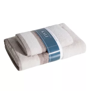 Zestaw ręczników bawełnianych 2 szt kolor beżowy 500 g/m2 KALI Eurofirany