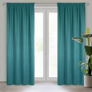 Zasłona ciemnoturkusowa zaciemniająca o strukturalnym wzorze 130x300 cm taśma CARLO Eurofirany