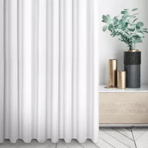 Zasłona szyta na taśmie 5 cm biała z tkaniny strukturalnej z delikatnym połyskiem