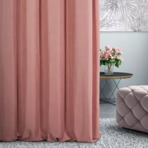 Zasłona szyta na flexach DORA - HIT różowa z miękkiej tkaniny o welurowej strukturze