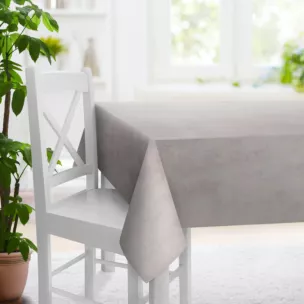 Obrus szyty ENYA stalowy z miękkiej półmatowej tkaniny welwetowej