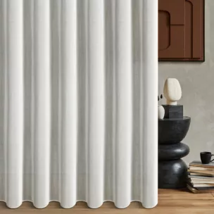 Firana szyta na taśmie 5 cm naturalna z gładkiej matowej etaminy o naturalnym splocie