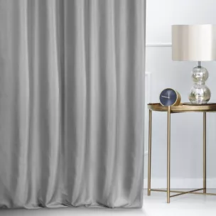 Zasłona szyta na flexach LUXOR szara z eleganckiej lśniącej tkaniny o drobnym splocie