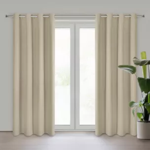 Zasłona ciemnobeżowa z gładkiej matowej tkaniny 140x250 cm przelotka ADARI Eurofirany