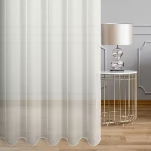 Firana szyta na taśmie fala naturalna z delikatnej tkaniny z połyskiem o niestandardowej wysokości, wykończona obciążnikiem