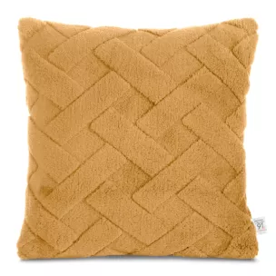 Poszewka na poduszkę 45x45 cm z miękkiego pluszu zdobiona wypukłym wzorem miodowa CARO DESIGN 97 Eurofirany