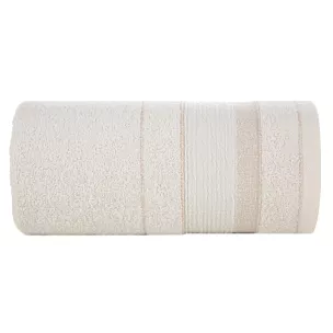 Ręcznik do rąk 30x50 cm bawełniany kolor kremowy w pasy przetykany błyszczącą nicią 500 g/m2 APRIL Eurofirany
