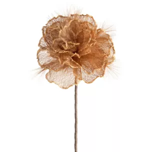 Kwiat sztuczny beżowy z siateczki 80 cm Eurofirany