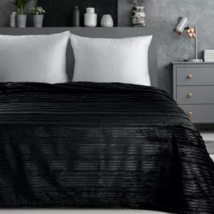 Koc 150x200 cm czarny, typu flano z wzorem 3D NINA Eurofirany