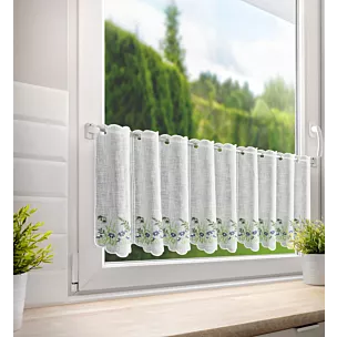 Tkanina firanowa zazdrostka z etaminy z uroczym haftem drobnych kwiatów Eurofirany