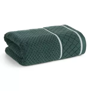 Ręcznik do rąk 30x50 cm bawełniany kolor ciemnozielony o strukturze krateczki z ozdobną bordiurą 500 g/m2 FAVORI Eurofirany