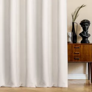 Zasłona szyta na taśmie fala kremowa z miękkiej w dotyku tkaniny szenilowej