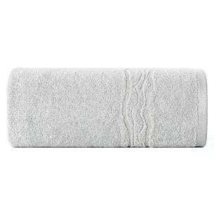 Ręcznik do rąk 30x50 cm bawełniany kolor srebrny zdobiony bordiurą z błyszczącym wzorem 500 g/m2 KARIN Eurofirany