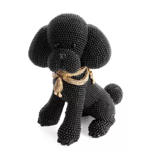 Figurka czarno-złota pies o drobnym strukturalnym wzorze 15x10x19 cm ELDO Eurofirany