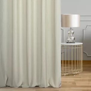 Zasłona szyta na taśmie fala naturalno srebrna z gładkiej tkaniny przeplatanej błyszczącą lureksową nicią