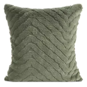 Poszewka na poduszkę 45x45 cm oliwkowa futrzana z wytłaczanym wzorem KATE Eurofirany