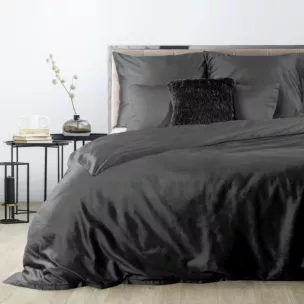 Pościel 160x200 cm gładka z satyny bawełnianej kolor czarny DINA Diva Line Eurofirany