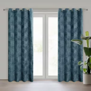 Zasłona granatowa z tkaniny szenilowej 135x250 przelotka ALETA Eurofirany