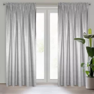 Zasłona szaro, srebrna z miedzianym nadrukiem z tkaniny welwetowej 140x270 cm taśma AMBI Eurofirany