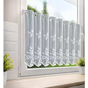 Tkanina firanowa zazdrostka zdobiona haftem roślinnym Eurofirany