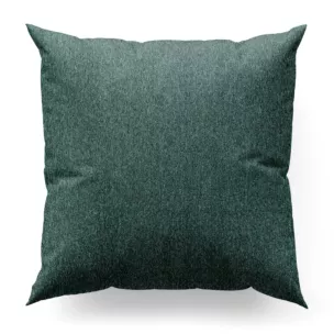 Poszewka szyta ciemnozielona z tkaniny z dodatkiem połyskującej nici, z widocznym ozdobnym splotem