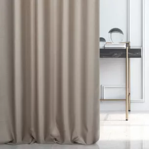 Zasłona szyta na taśmie fala szara z tkaniny z dodatkiem połyskującej nici, z widocznym ozdobnym splotem