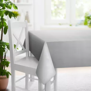 Obrus szyty srebrny z miękkiej tkaniny welwetowej