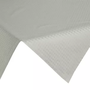 Bieżnik na stół kremowy 85x85 cm z żakardowej tkaniny FLASH świąteczny w krateczkę przetykany jasnozłotą nicią