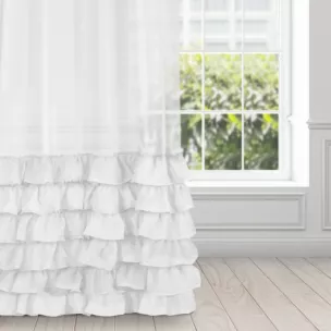 Firana biała z falbanami 140x250 cm taśma DOLLY DIVA LINE Eurofirany