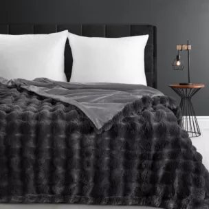 Koc 220x200 cm biały z miękkiej tkaniny futerkowej z efektem 3D LILY Eurofirany