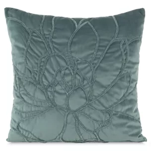 Poszewka na poduszkę 45x45 cm welwetowa zdobiona naszywanym wzorem zielona SANDI Eurofirany