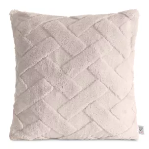 Poszewka na poduszkę 45x45 cm z miękkiego pluszu zdobiona wypukłym wzorem beżowa CARO DESIGN 92 Eurofirany