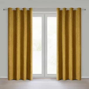 Zasłona złota we wzór geometryczny z tkaniny welwetowej 140x250 przelotka INGA Pierre Cardin Eurofirany