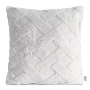 Poszewka na poduszkę 45x45 cm z miękkiego pluszu zdobiona wypukłym wzorem srebrna CARO DESIGN 93 Eurofirany