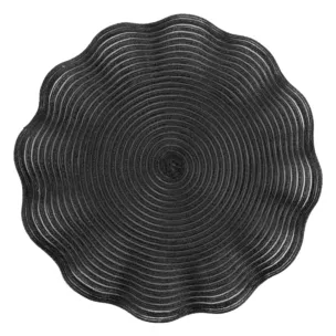 Podkładka okrągła na stół czarna średnica 38 cm JUNE pleciona o falistych brzegach Eurofirany