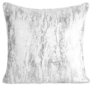 Poszewka na poduszkę 45x45 cm z przecieranym błyszczącym nadrukiem biało, srebrna ELISE Eurofirany