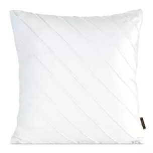 Poszewka na poduszkę 45x45 cm welwetowa z ozdobnym geometrycznym przeszywanym wzorem biała NALA EUROFIRANY PREMIUM