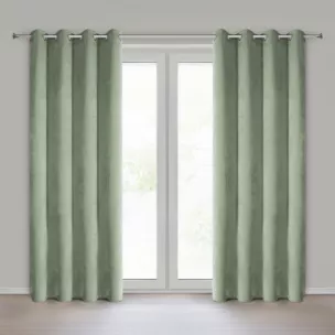 Zasłona ciemnomiętowa z szenilowej tkaniny 140x250cm przelotki - VANI Eurofirany